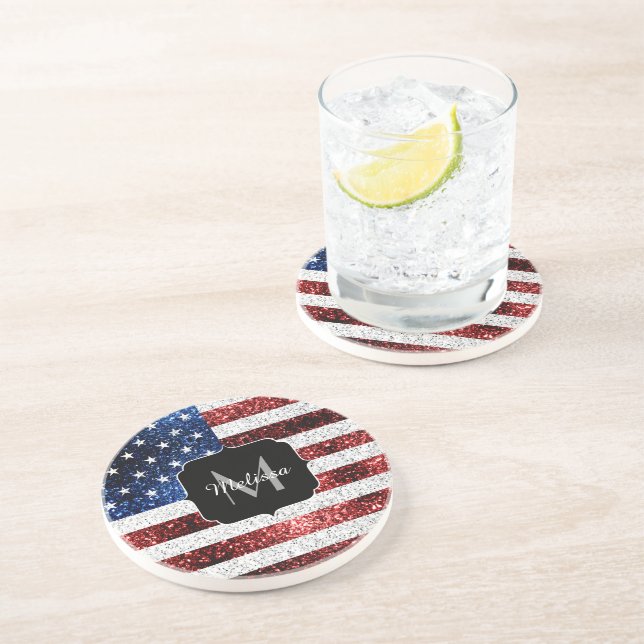 USA flagga rött vitt blått miniatyrdiagram glitter Underlägg (Sidan)