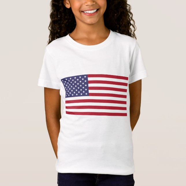 USA flagga rött vitt blått patriotisk flicka t-shi T Shirt (Framsida)