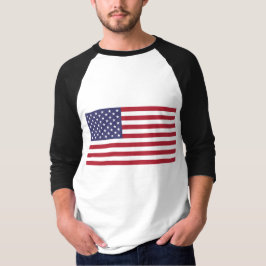 USA flagga rött vitt blått patriotisk svart skjort T Shirt