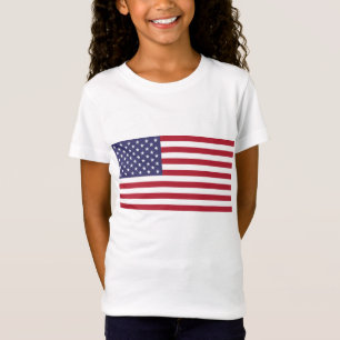 USA flagga rött vitt blått patriotiska flickans t- T Shirt