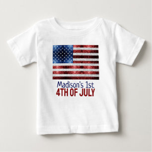 USA flagga rött vitt blått reservdelar baby 1:e ju T Shirt
