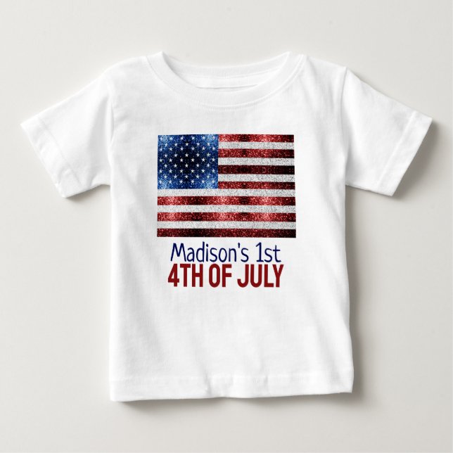 USA flagga rött vitt blått reservdelar baby 1:e ju T Shirt (Framsida)