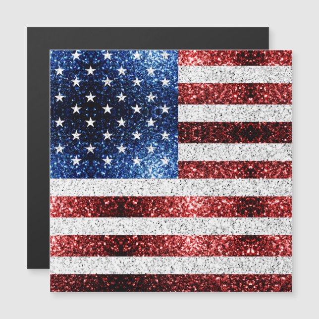 USA flagga rött vitt blått reservdelar glitter (Fram/baksida)