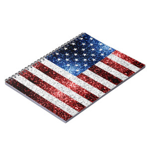 USA flagga rött vitt blått reservdelar glitter Anteckningsbok