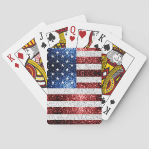 USA flagga rött vitt blått reservdelar glitter Casinokort