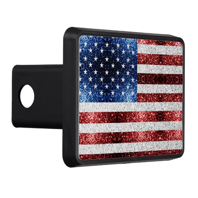 USA flagga rött vitt blått reservdelar glitter Dragkroksskydd (Höger)