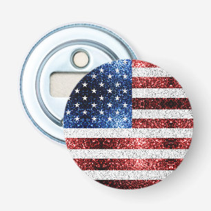 USA flagga rött vitt blått reservdelar glitter Flasköppnare
