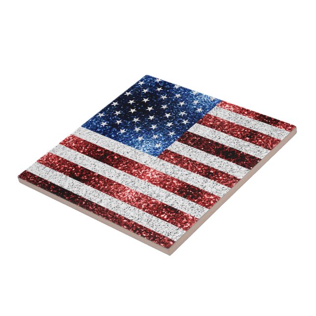 USA flagga rött vitt blått reservdelar glitter Kakelplatta (Sidan)