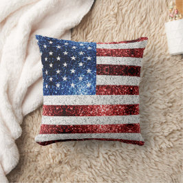 USA flagga rött vitt blått reservdelar glitter Kudde