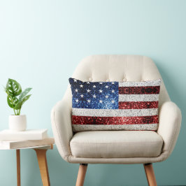 USA flagga rött vitt blått reservdelar glitter Lumbarkudde
