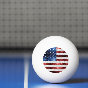 USA flagga rött vitt blått reservdelar glitter Pingisboll