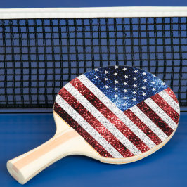 USA flagga rött vitt blått reservdelar glitter Pingisracket