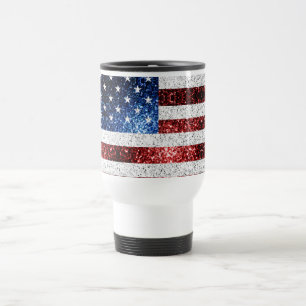 USA flagga rött vitt blått reservdelar glitter Resemugg