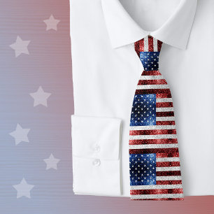 USA flagga rött vitt blått reservdelar glitter Slips