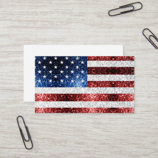 USA flagga rött vitt blått reservdelar glitter Visitkort