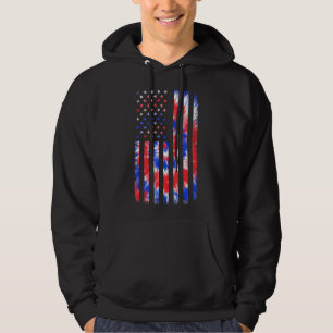 USA flagga Rött vitt blått Tie Dye 4th Uly Patriot Hoodie
