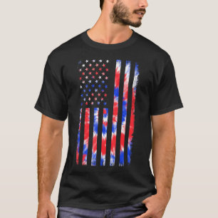 USA flagga Rött vitt blått Tie Dye 4th Uly Patriot T Shirt