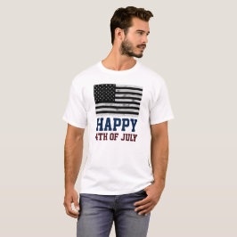 USA flagga Rustic Wood Black White America 4 juli T Shirt