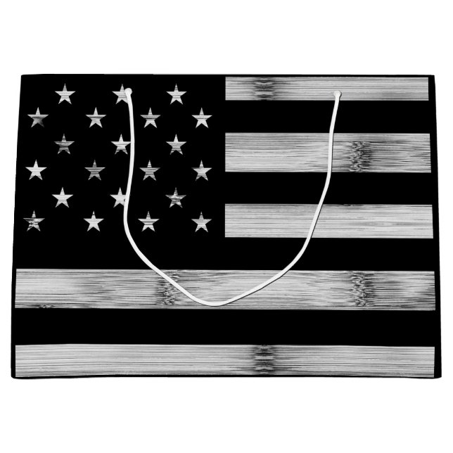 USA flagga Rustic Wood Black White Patriotic Ameri (Framsidan)