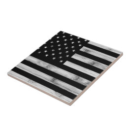 USA flagga Rustic Wood Black White Patriotic Ameri Kakelplatta