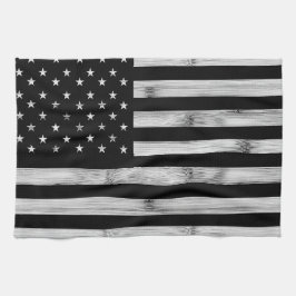 USA flagga Rustic Wood Black White Patriotic Ameri Kökshandduk