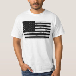 USA flagga Rustic Wood Black White Patriotic Ameri T Shirt