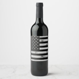 USA flagga Rustic Wood Black White Patriotic Ameri Vinflaska Etikett