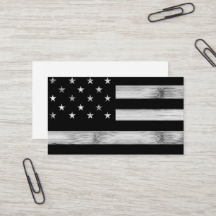 USA flagga Rustic Wood Black White Patriotic Ameri Visitkort
