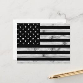 USA flagga Rustic Wood Black White Patriotic Ameri Vykort