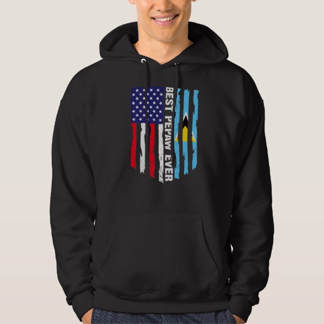 USA flagga & Saint Lucia Flagga Best Pepaw någonsi Hoodie (Framsida)