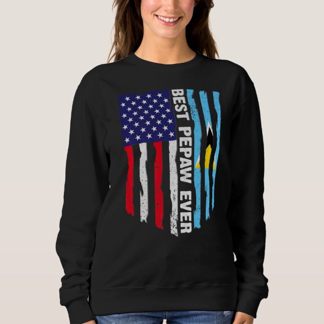 USA flagga & Saint Lucia Flagga Best Pepaw någonsi T Shirt (Framsida)