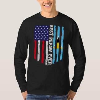 USA flagga & Saint Lucia Flagga Best Pepaw någonsi T Shirt