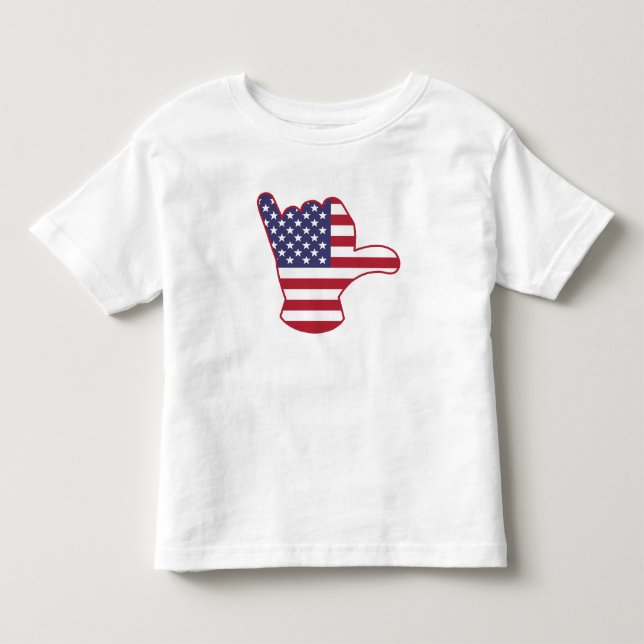 USA flagga Shaka-tecken T Shirt (Framsida)