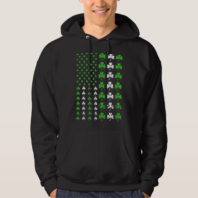 USA Flagga Shamrock C St patricks day Patrio Hoodie (Framsida)