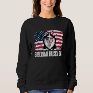 USA flagga Siberian husky Pappa Fars dag T Shirt