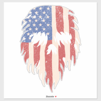 USA Flagga Skalle Skägg | Distressed Patriotisk De Klistermärken
