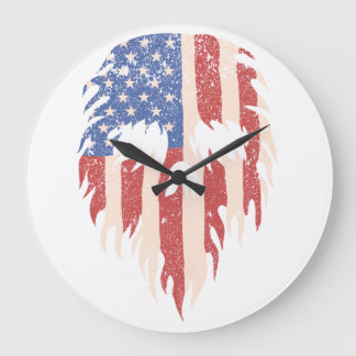 USA Flagga Skalle Skägg | Distressed Patriotisk De Stor Klocka