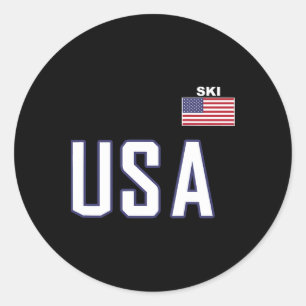USA Flagga Skidteam Coola skidor för skidåkare  Runt Klistermärke