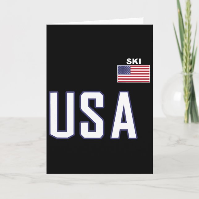 USA Flagga Skidteam Coola skidor utrustning för sk Kort (Framsida)