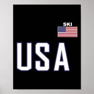 USA Flagga Skidteam Coola Skidutrustningar För Ski Poster