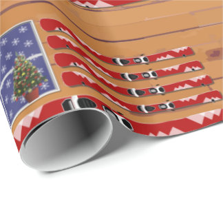USA flagga Skis jul (fast text) Presentpapper