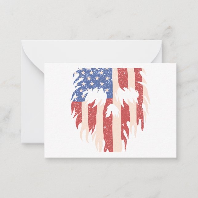 USA flagga Skull Beard | Delstressad patriotisk de Anteckningskort (Framsida)