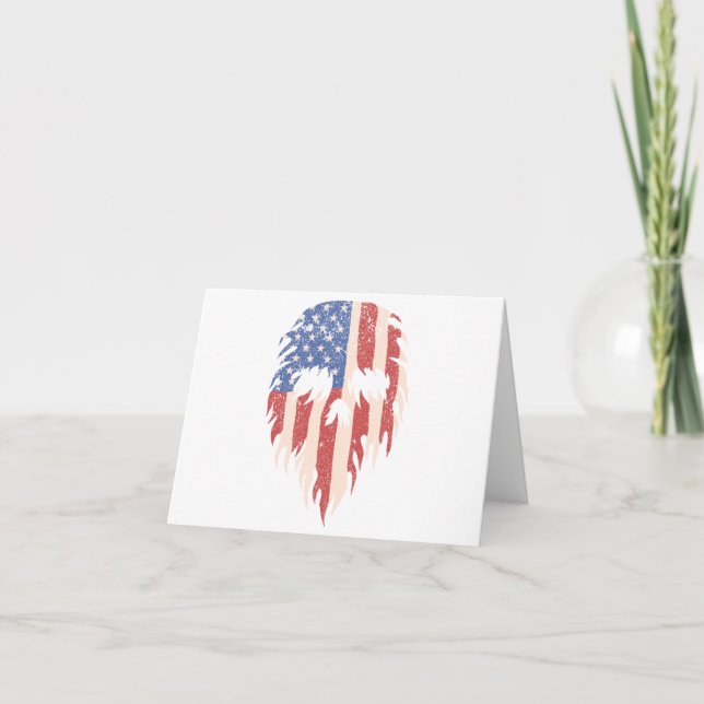 USA flagga Skull Beard | Delstressad patriotisk de Tack Kort (Framsida)
