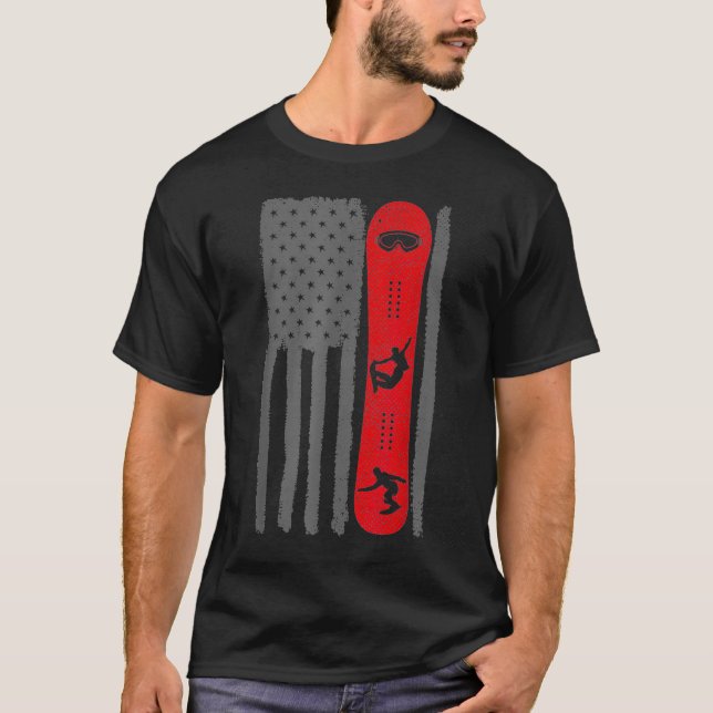 USA flagga Snowboarding Snowboarder Distress_1  T Shirt (Framsida)