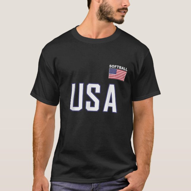 USA flagga Softball Pocket Team Jersey Gift Top Te T Shirt (Framsida)