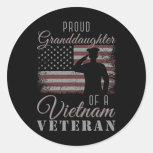 USA flagga Soldier Proud Granddotter till ett Viet Runt Klistermärke