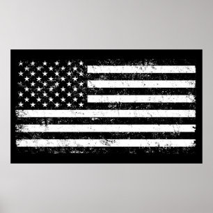 USA flagga som är svartvit Poster
