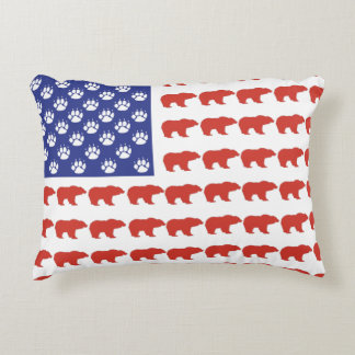 USA flagga som består av Grizzly Bears Prydnadskudde