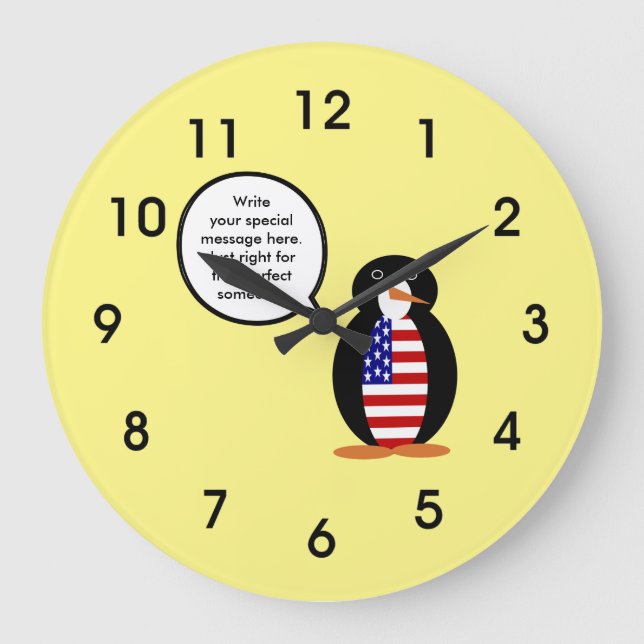 USA flagga som talar Penguin Stor Klocka (Framsida)