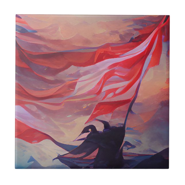 USA flagga som viftar abstrakten av den fjärde min Kakelplatta (Framsidan)